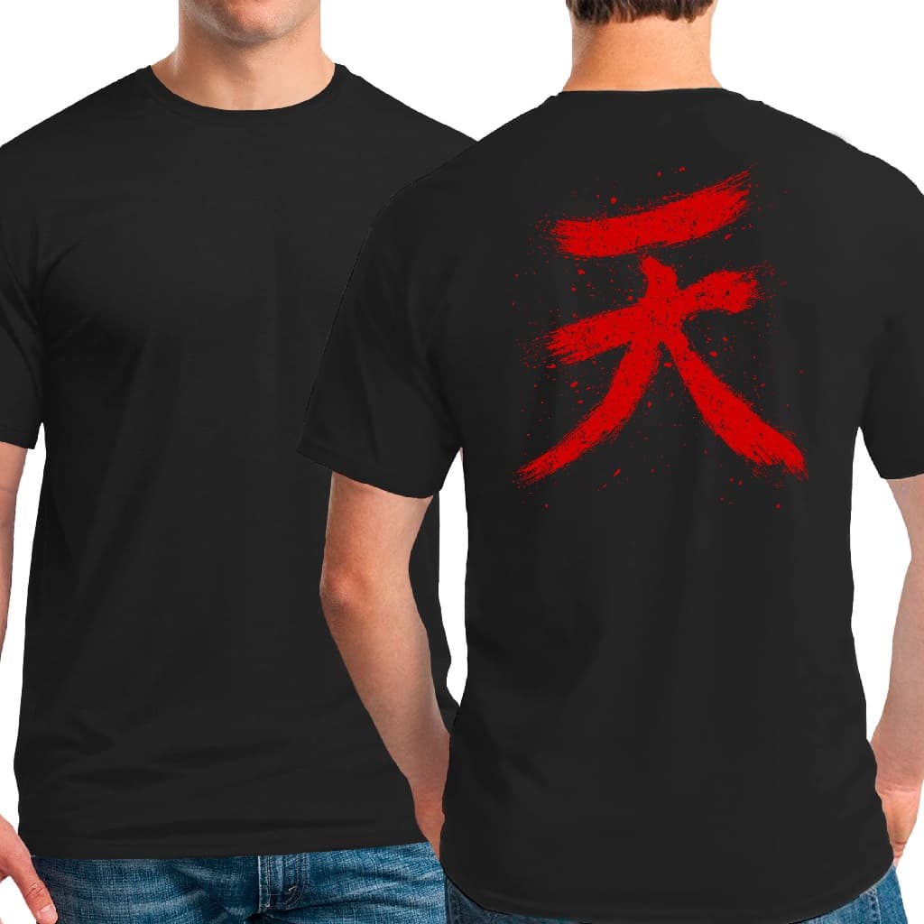 Camiseta Roupa Masculina Akuma Street Fighter estampa nas Costas