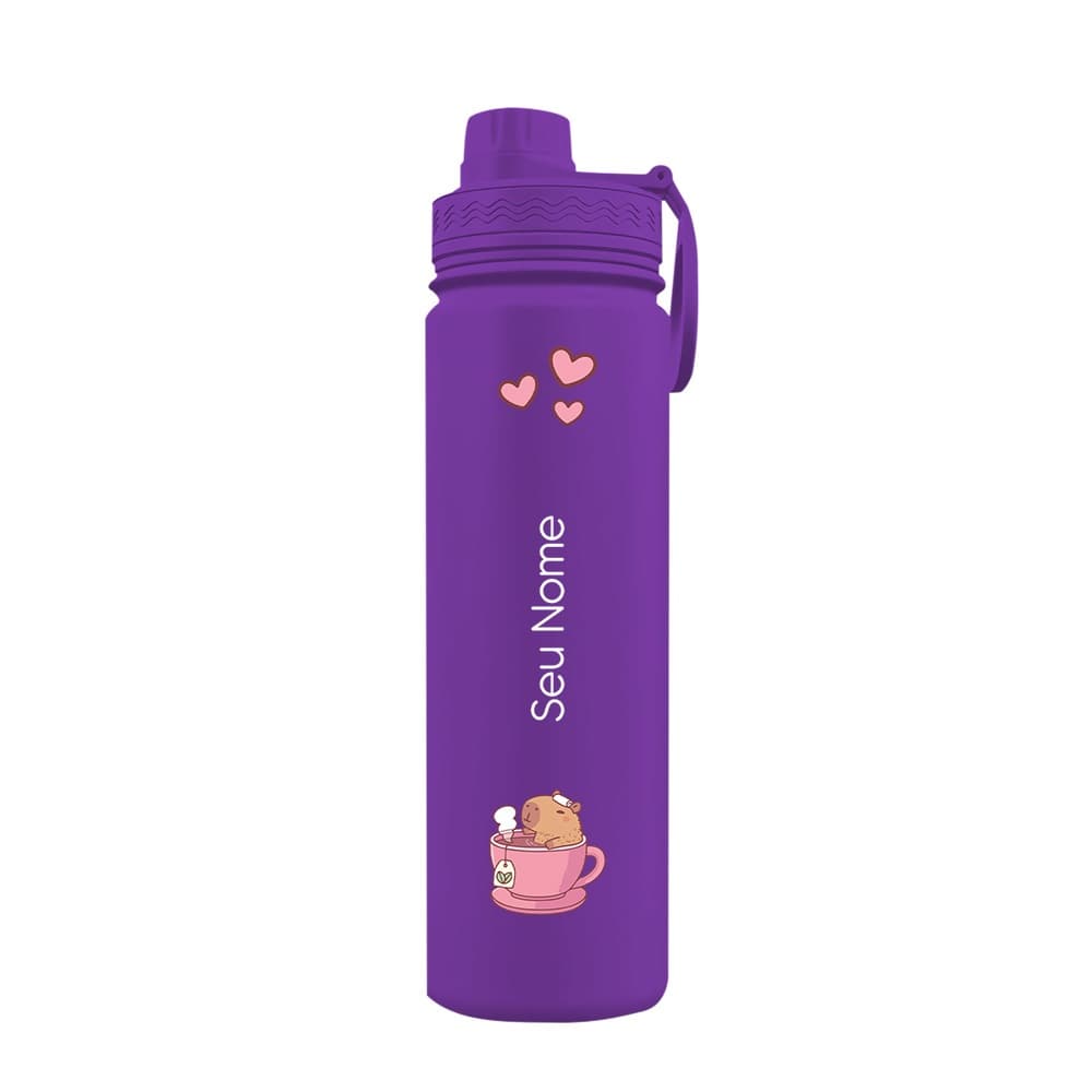 Garrafa Térmica Fresh Com Alça Personalizada Capivara Spa Com Nome