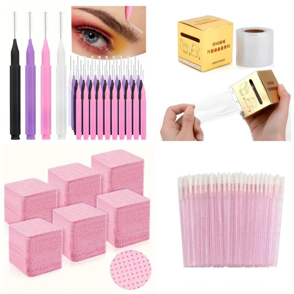 Kit Brow Lamination Escovinha Plástico Filme Lenço de Limpeza e Aplicador