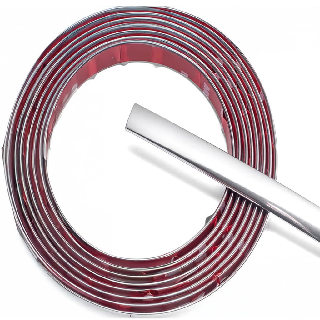 Kit Friso Cromado Auto Colante 12mm Universal Pestana Base de Vidro Para-choque Grade Porta Rolo