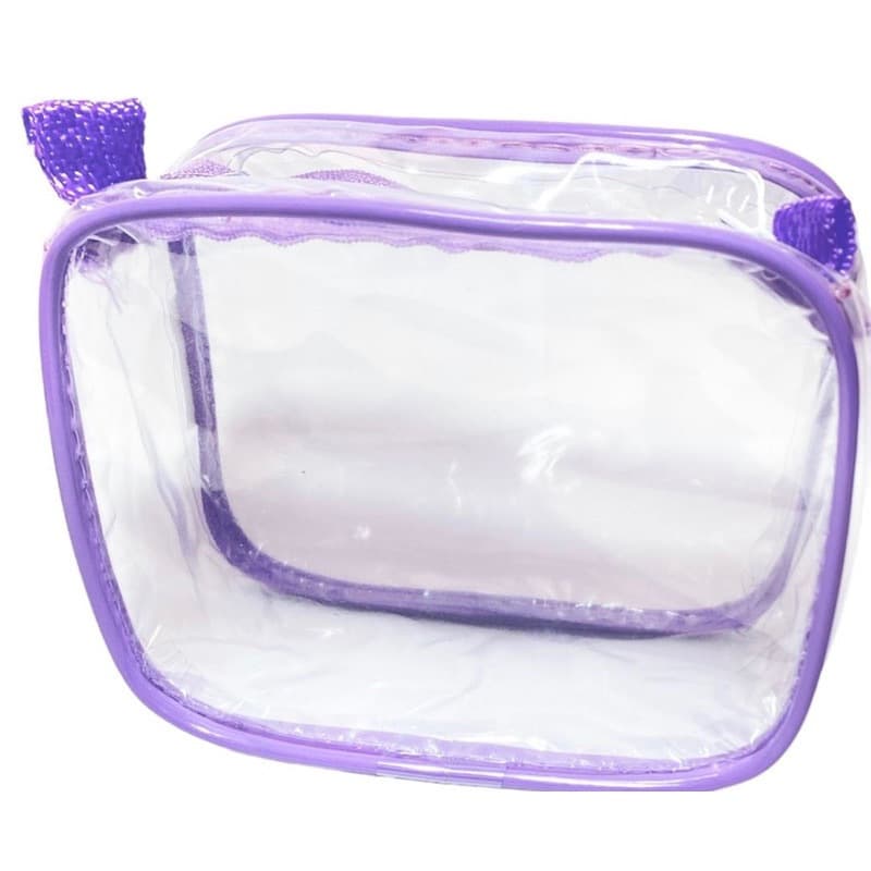 KIT 25 MINI NECESSAIRE TRANSPARENTE E LILAS