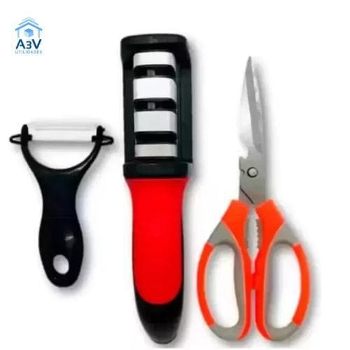 Kit de Acessórios para Cozinha Onistek, Com Tesoura/Descascador de Legumes/Amolador Afiador de Facas