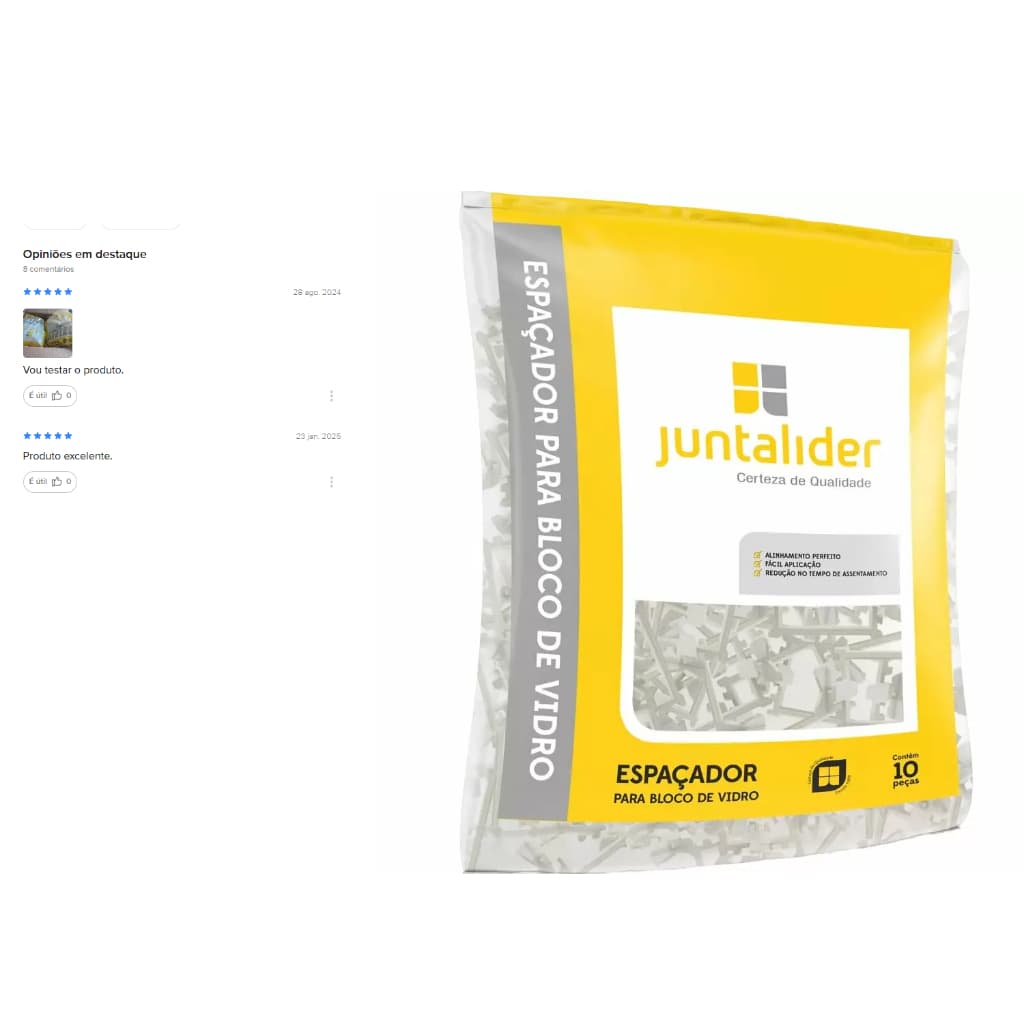 Espaçador P/bloco De Vidro Juntalider 10 Unidades