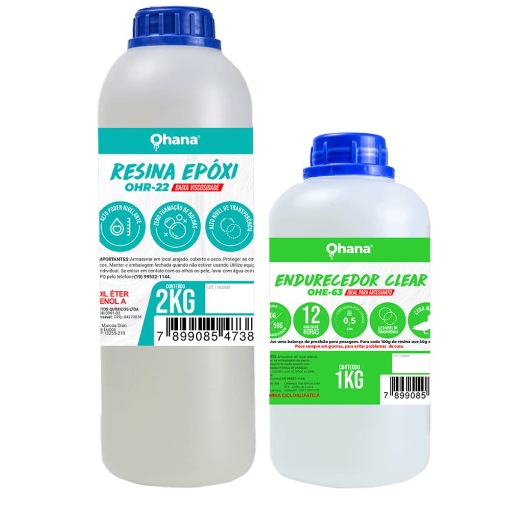 Resina Epoxi Ohana Baixa Viscosidade C/endurecedor Kit 3,0kg