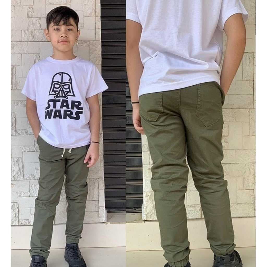 Kit 2 Calças Jogger Bebê Infantil Juvenil - Calça de criança jeans apertada da moda 2 ao 16
