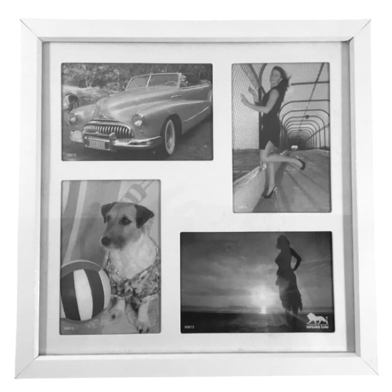 Porta Retrato de Parede Branco para 4 Fotos 10x15 Quadro de Fotos Moldura