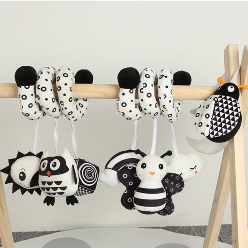 Brinquedo pelúcia espiral centopeia para bebê, mobile para carrinho, berço ou bebê conforto, sensorial