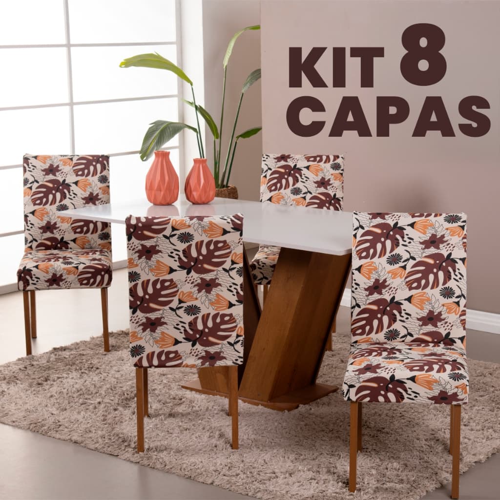 Kit 08 Capas para Cadeira de Jantar com Elástico Malha Gel Reforçada