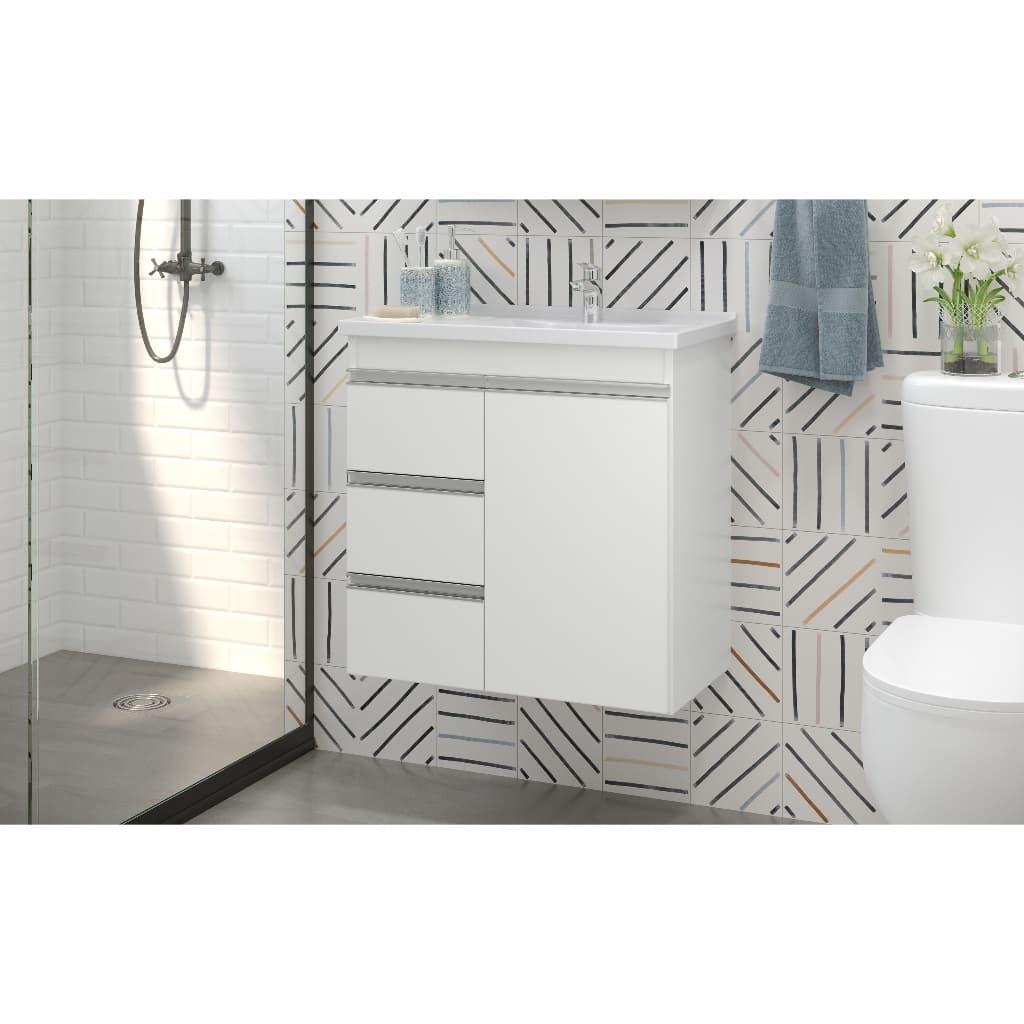 Armário Gabinete Organizador Multiuso com Nicho Estilo Retrô Decoração p/ Pia Banheiro Malibu