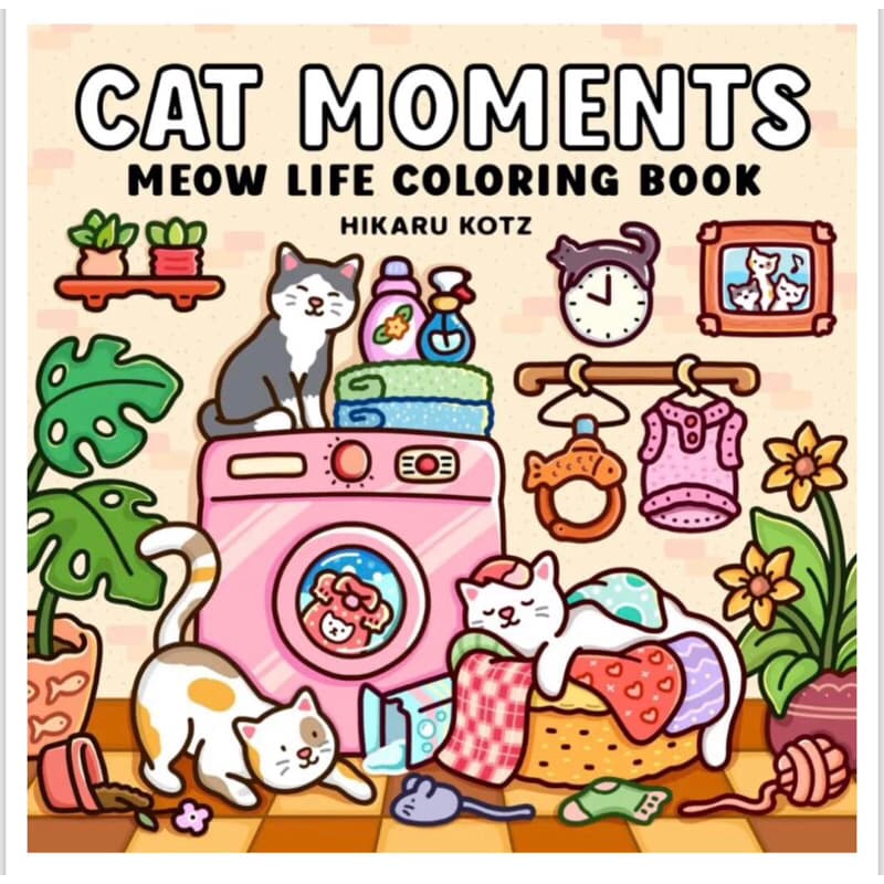 Livro Completo CAT MOMENTS Impresso - 43 desenhos pra colorir - Tamanho A5