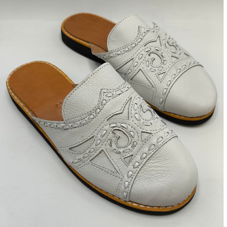 Mule de Couro Pantufas Promoção Couro Legítimo Branco