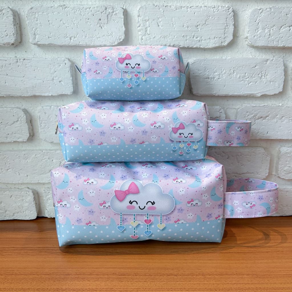 Kit Maternidade Necessaire Chuva de benção Nuvens 3 peças
