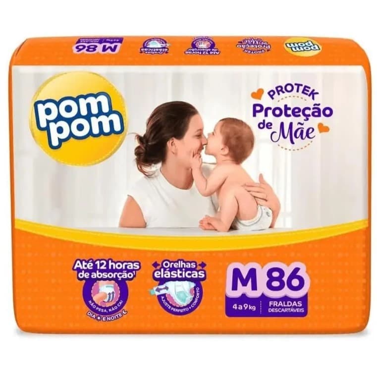Fralda Pom Pom Protek M 86 fraldas Proteção de Mãe - Pompom