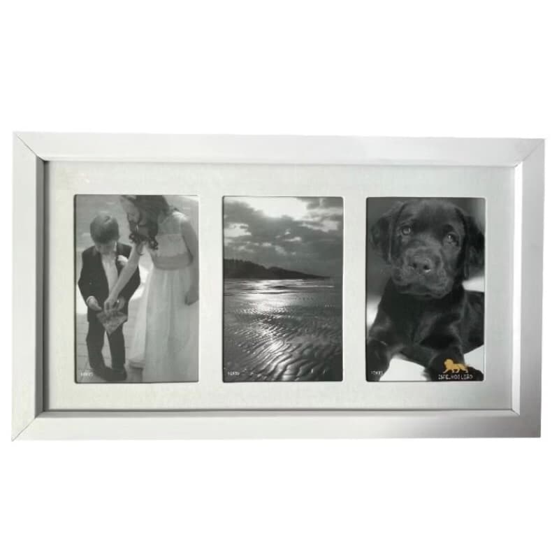 Porta Retrato de Parede Branco para 3 Fotos 10x15 Quadro de Fotos Moldura