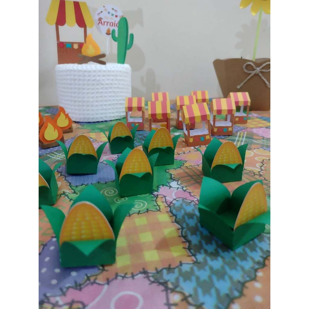 Decoração São João, kit festa junina, arraial com painel, topo de bolo e itens de mesa