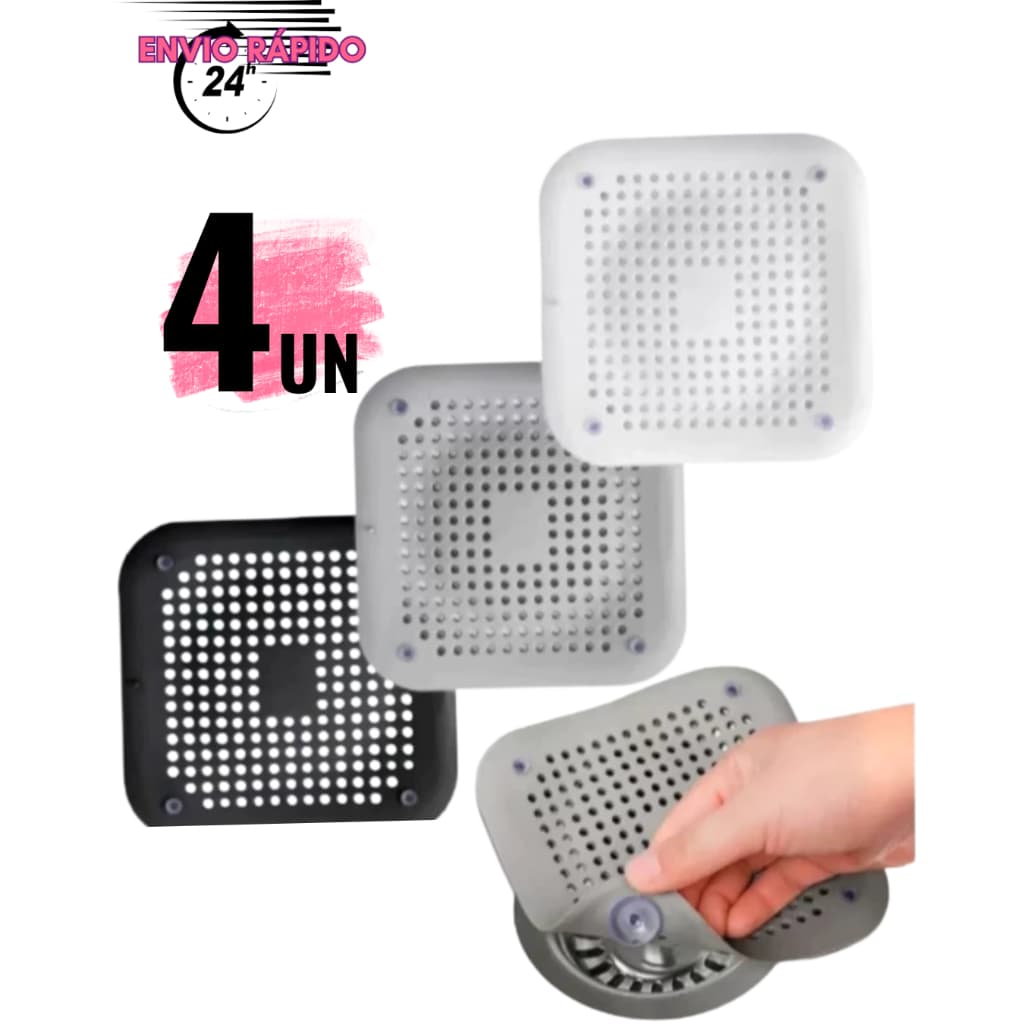 4 Conjunto Protetor Tampa De Ralo P/ Banheiro e Cozinha De Silicone Anti Cabelos, Pelos Petz Insetos Indesejáveis