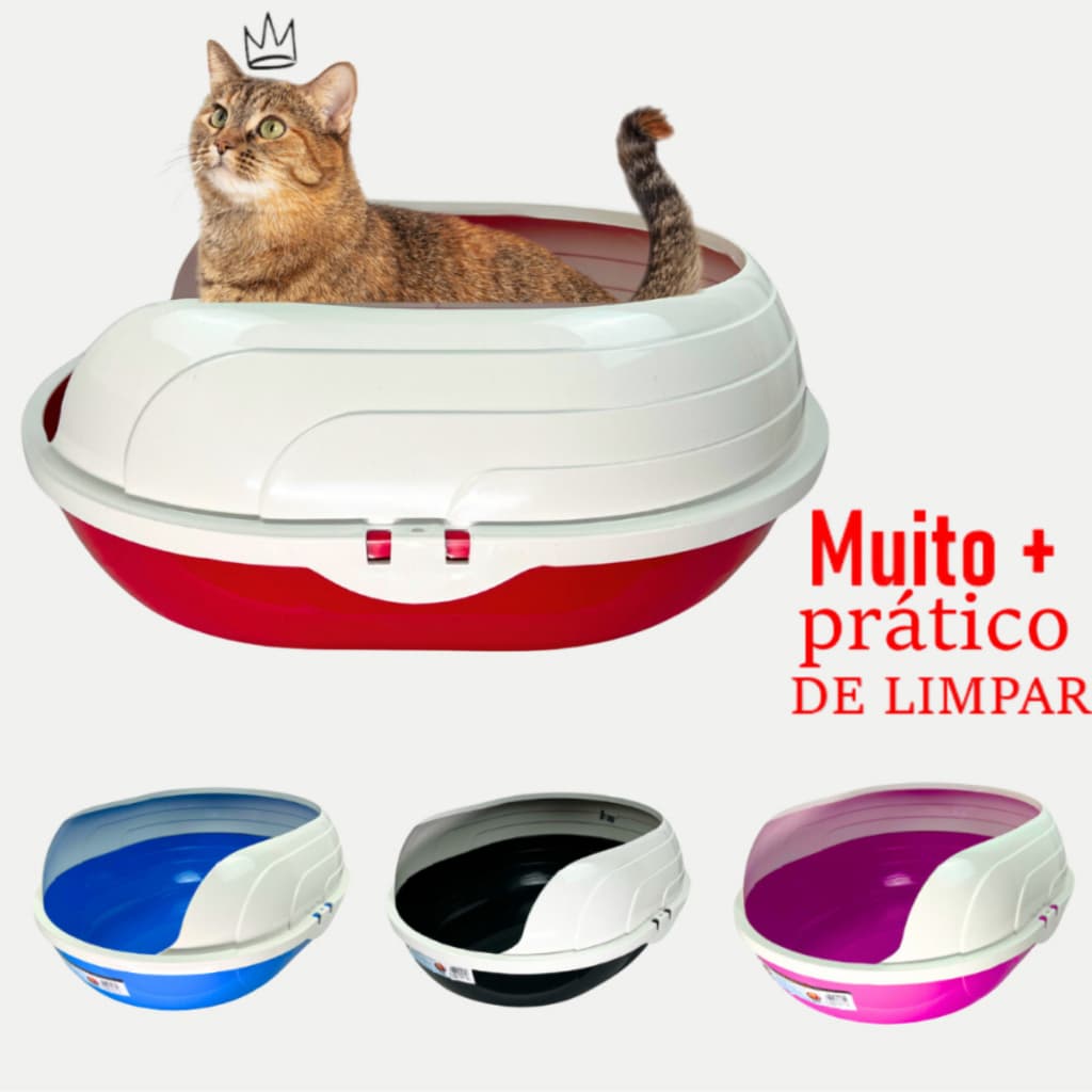 Caixa de Areia Sanitária Bandeja Higiênica Furba Com Arco para Gatos FURACÃO PET