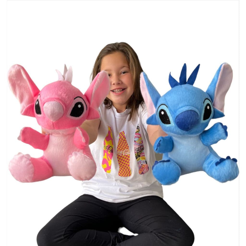 Kit 10 Stitch Lilo Pelúcia Angel 23cm Antialérgico Bicho