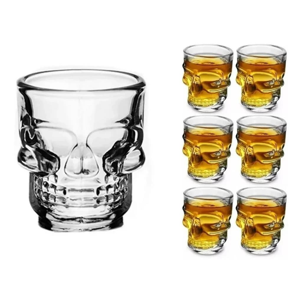 6 Copos Caveira Tequila Shot Dose Whisky Cachaça Vidro 45ml Class Home