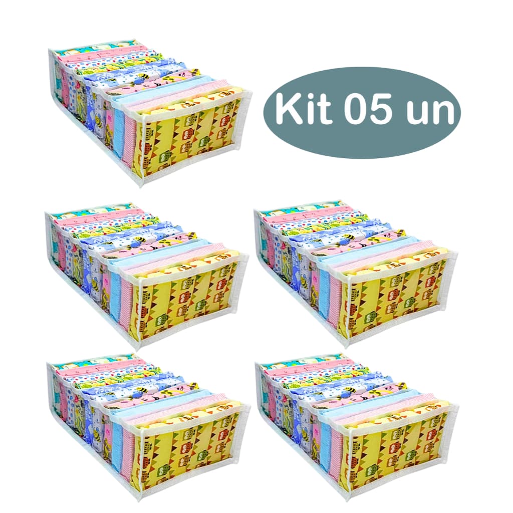 Colmeia Organizadora Kit 5 Peças – Perfeita para Roupa Infantil, Camiseta Pequena, Bermuda e Body