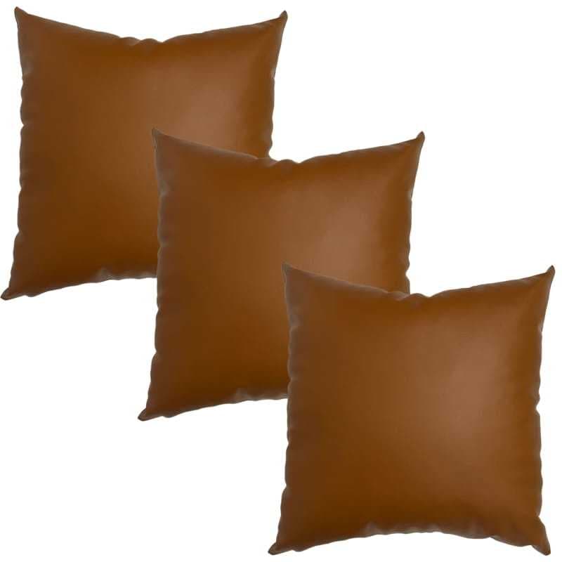Capas de Almofada em Couro Sintético 45 cm 3 Capas Decorativas para Quarto, Sala, Sofá, Escritório
