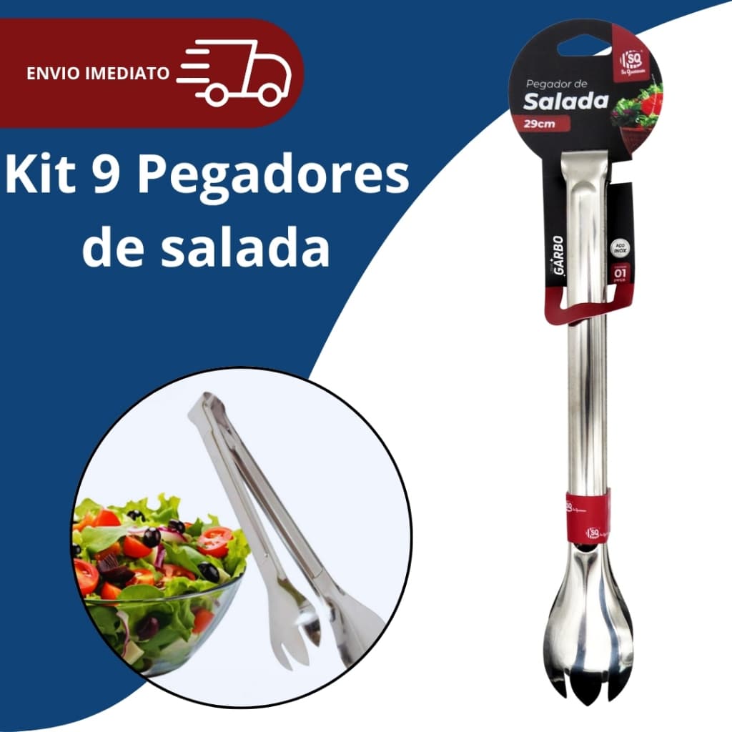 Kit 9 Pegador de Salada de 29cm em Aço Inox