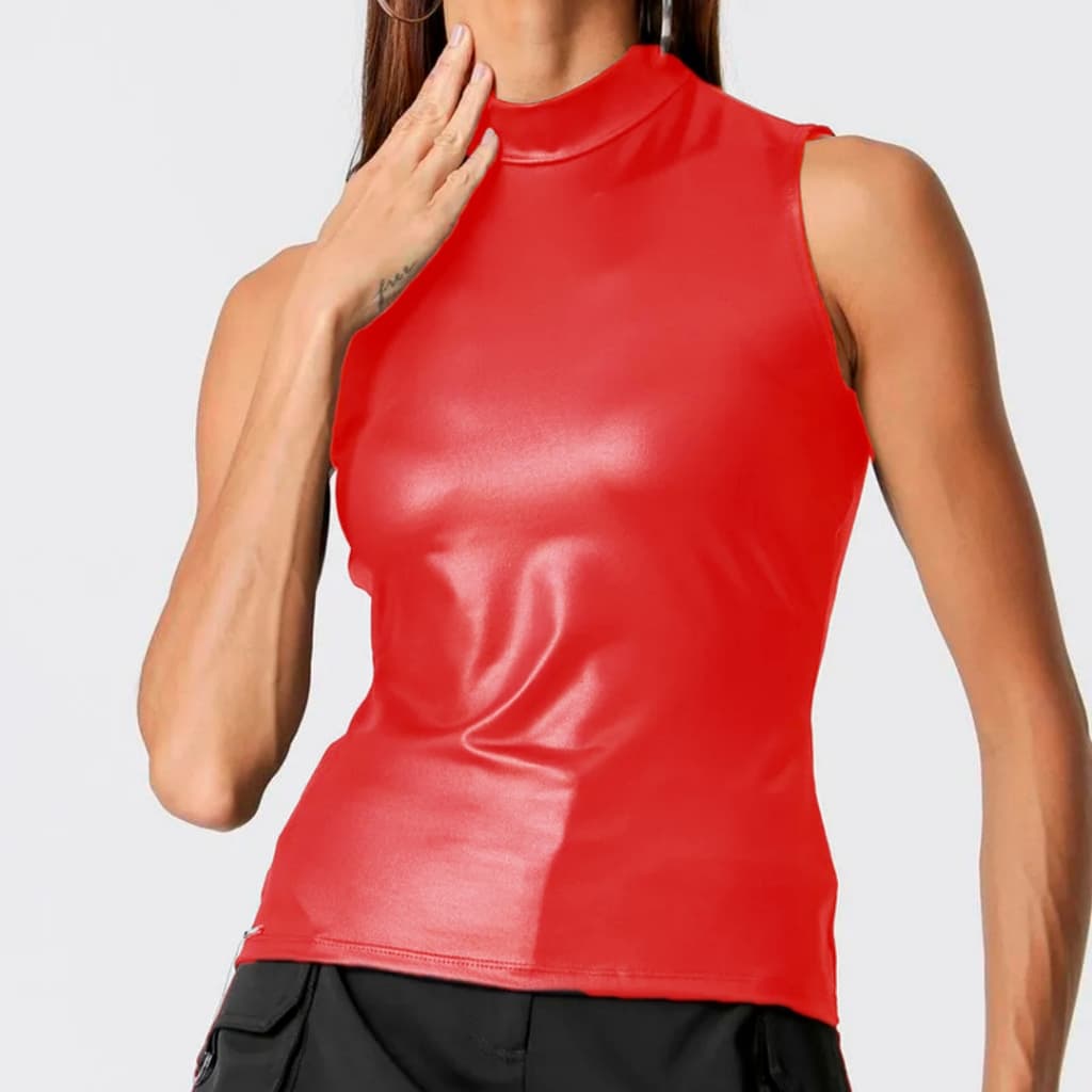 Blusinha regata cirrê gola alta sofisticada moda blogueira moderna super descolada