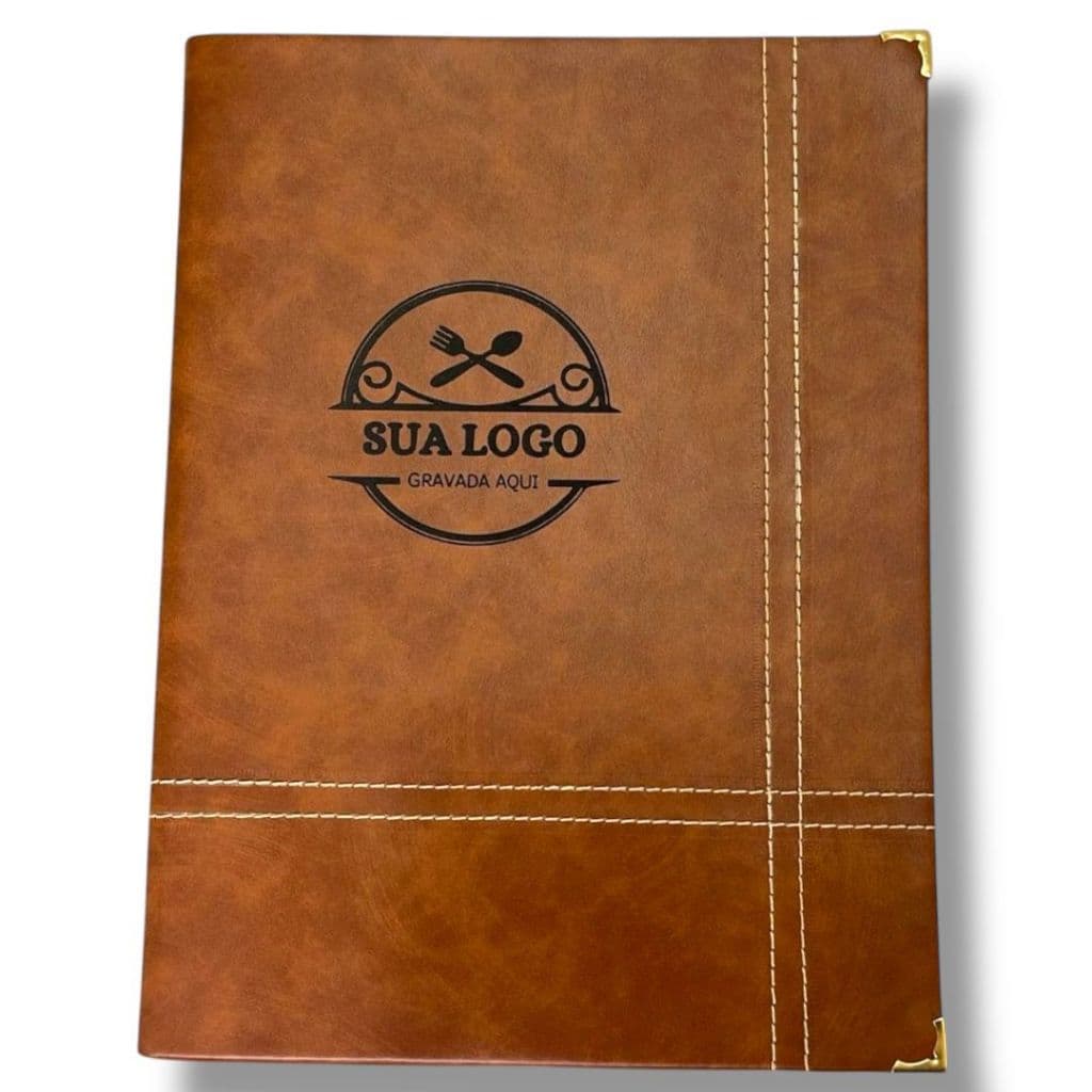kit 10 Capas de cardapio capa dura em courino com sua logo