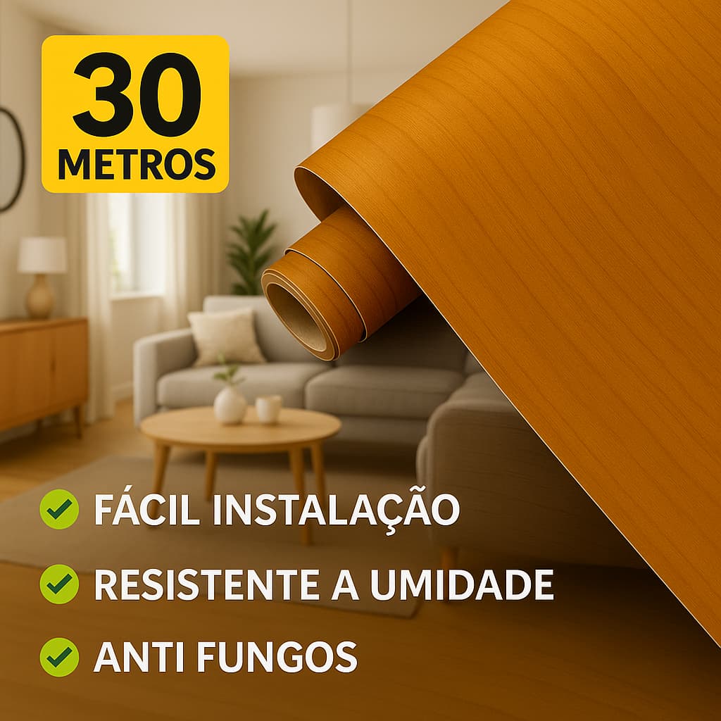 Papel Adesivo Parede 30 Metros Magno Premium Madeira Realista Auto colante Fácil Aplicaçao