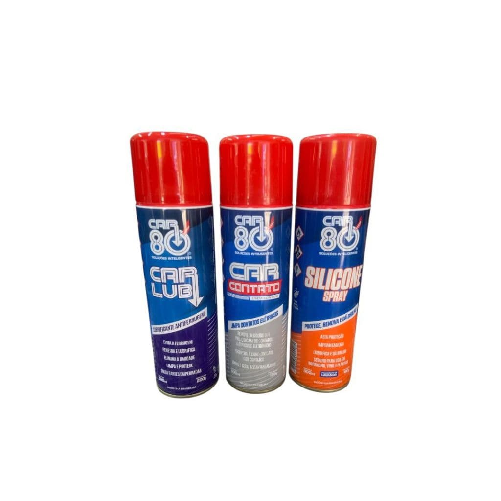 Kit Car80 Silicone Spray + Limpa Contato + Desingripante