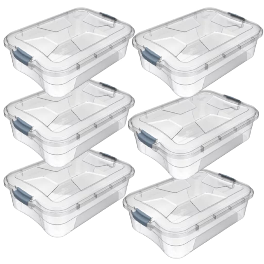 Caixa Organizadora Multiuso Baú Transparente 28 Litros Kit 6 peças