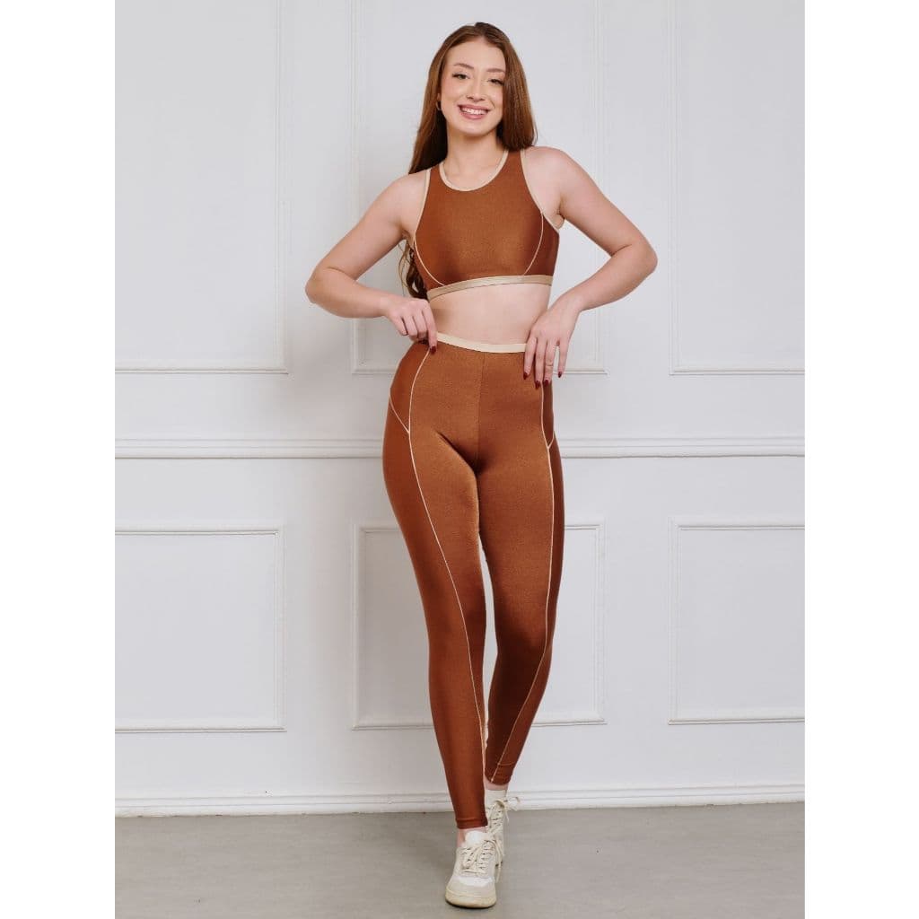 Conjunto Brilhoso Feminina Academia (Calça +Top S/Bojo) 11223/11225
