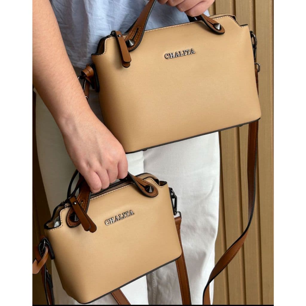 Conjunto 02 Bolsas Feminina Chalita Pequena e Média Elegante Moderna