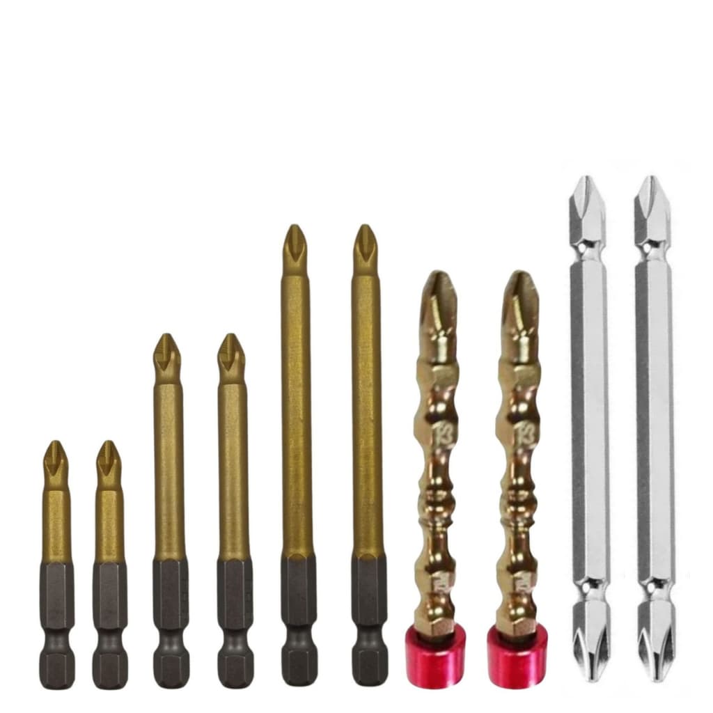 Conjunto Ponta Bits PH2 50 + 65 + 70 + 90 + 150mm Dupla torção Kit 10 Peças Magnética Antiderrapante