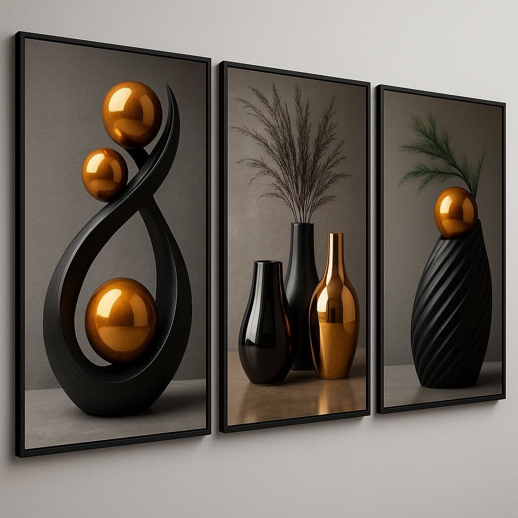 Quadro Decorativos 3 Peças Abstrato Nordic Hal Decoração de Parede Casa Quarto Escritório