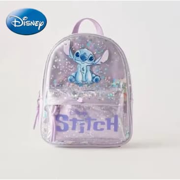 🧸🎒 Mochila Infantil Stitch Roxa com Lantejoulas ✨ Disney Original Escolar Jardim Menina Menino Fofo