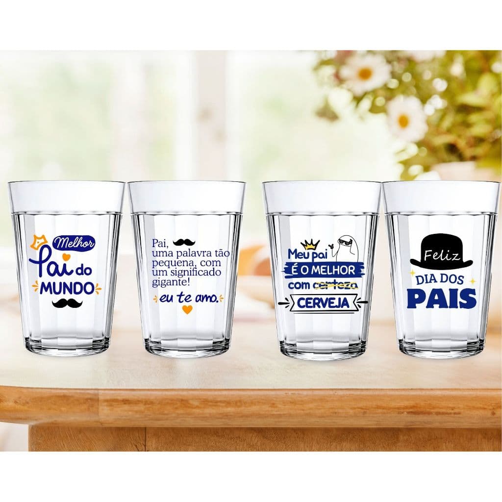 Kit 2 Copos Americanos Personalizado Dia Dos Pais 190ml Vidro Personalizado Lembrancinha Criativa