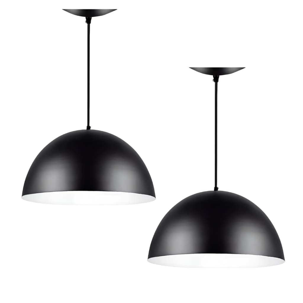 Pendentes Modelo Meia Lua Kit2 Preto/Branco Lustre Alumínio Modelo Premium Sala Cozinha Quarto Bar