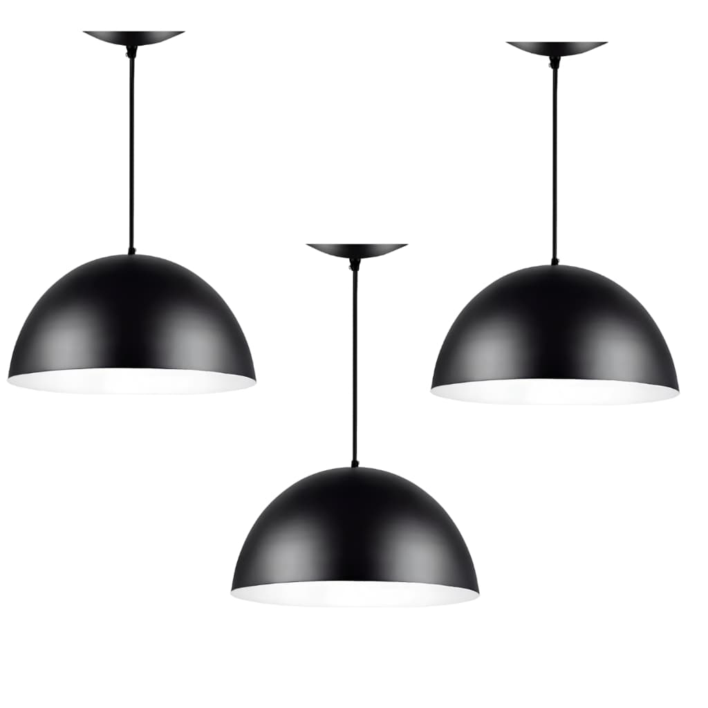 Pendente Meia Lua Kit3 Preto/Branco Moderno Lustre Teto Interna Externa Cabo 1m Regulável Casa Sala