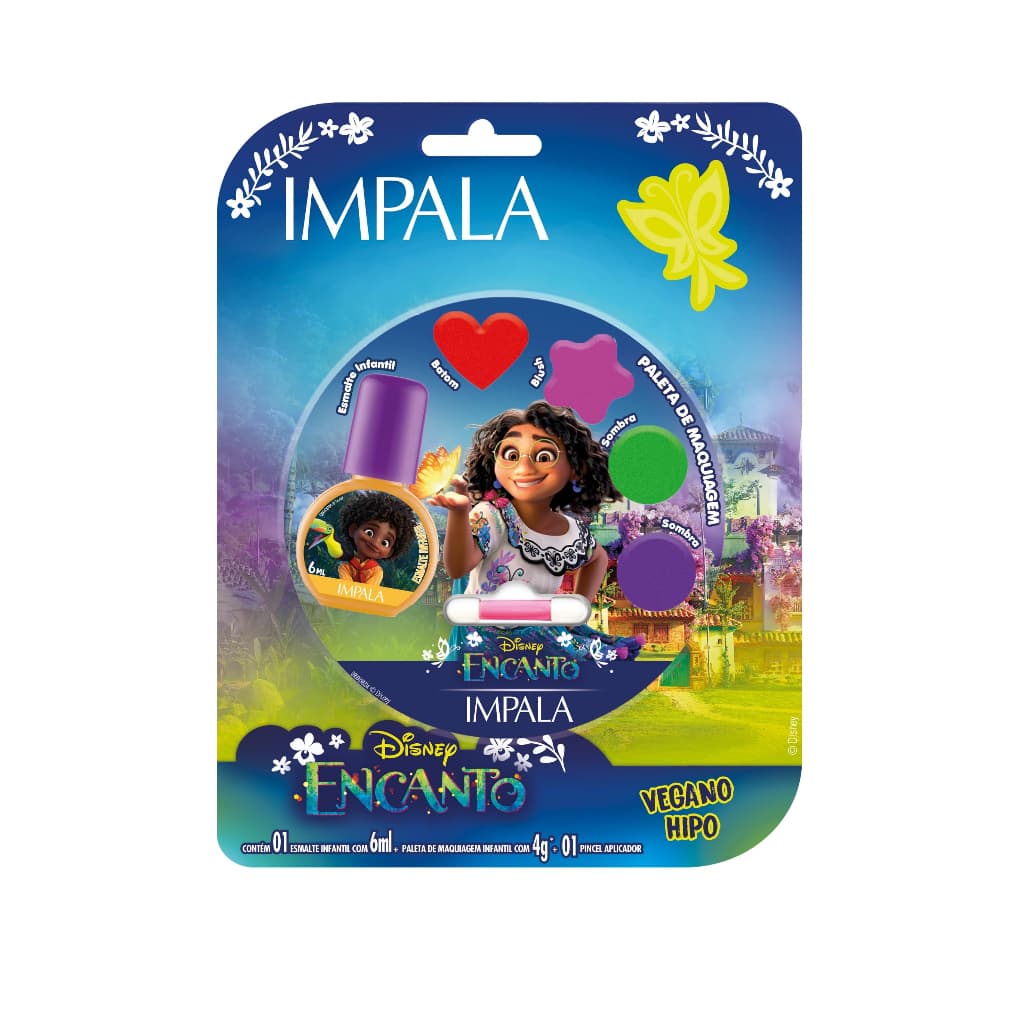Impala Disney Encanto Kit 01 Esmalte + 01 Paleta Maquiagem Infantil Lançamento