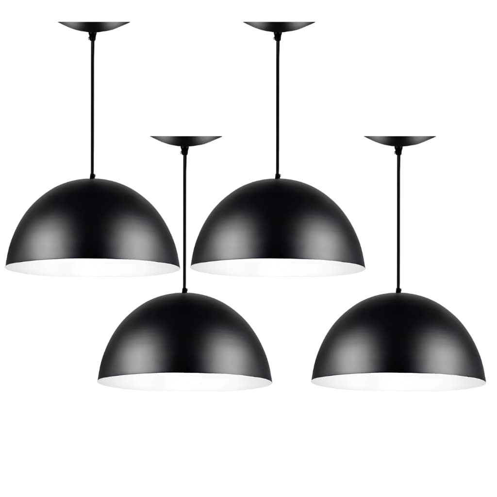 Pendentes Meia Lua Kit4 Preto/Branco Decorativo Lustre Teto Sala Cozinha Quarto Cabo 1m Regulável