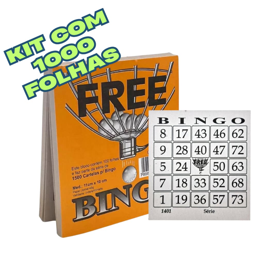 10 Blocos Cartela Bingo Jogo Recreativo 10x11cm 1000 Folhas