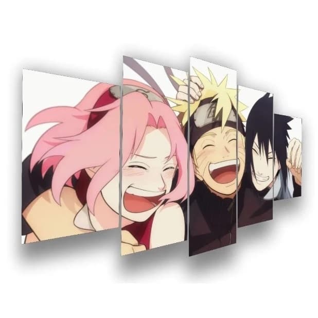 Quadro Mosaico 5 Peças Naruto Sakura Desenhos Animes Desenho 60X110