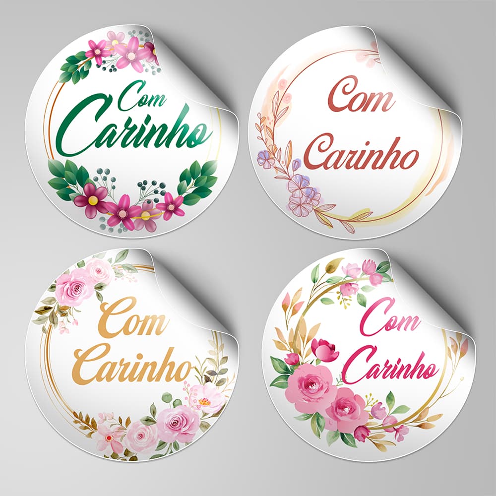 Adesivos Com Carinho 4x4cm Vinil embalagens presentes
