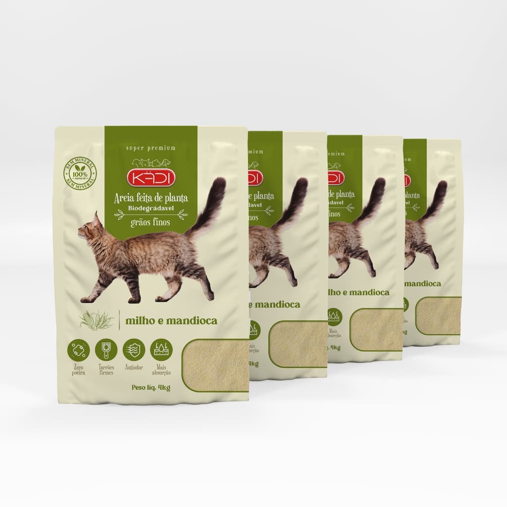 16kg AREIA HIGIÊNICA BIODEGRADÁVEL KADI PARA GATOS GRÃOS FINOS