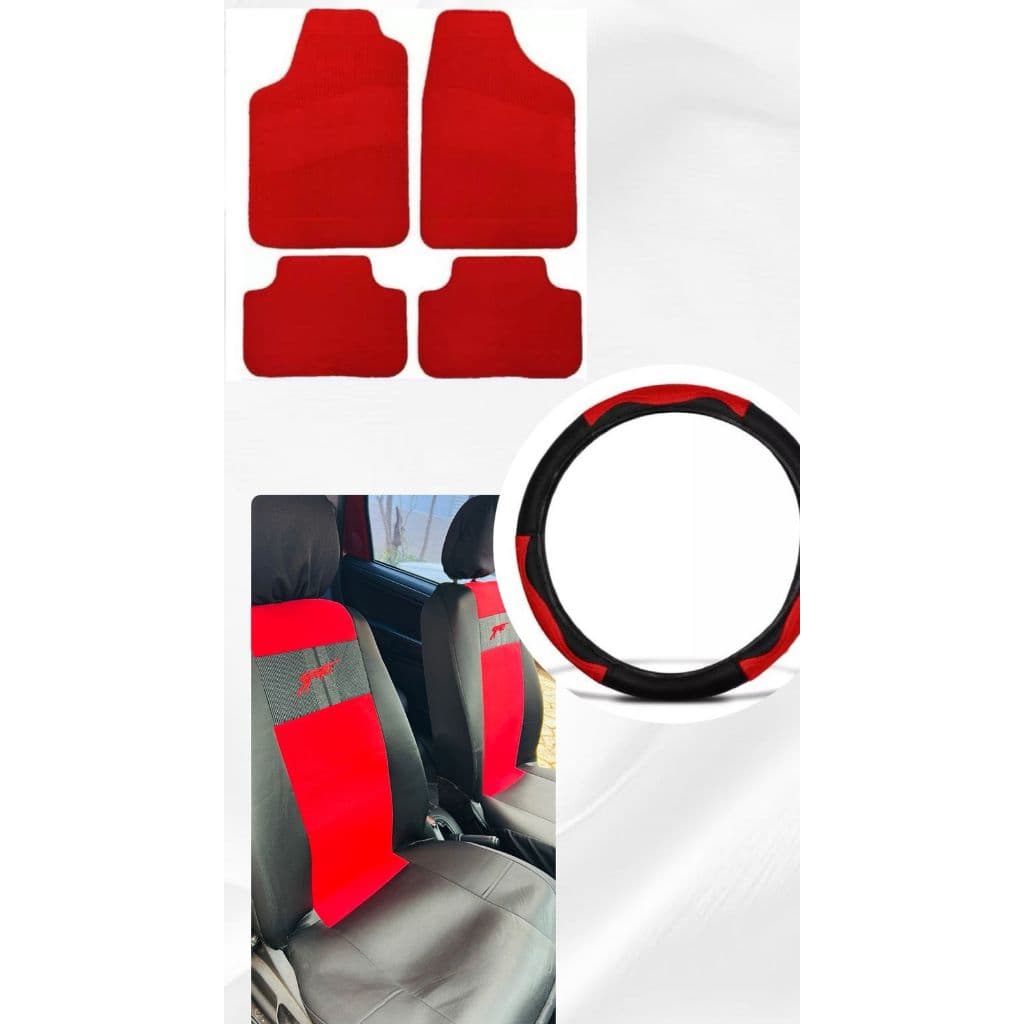 Kit Automotivo Vermelho Todos Os Modelos De Carro Capa Banco Tapete e Volante