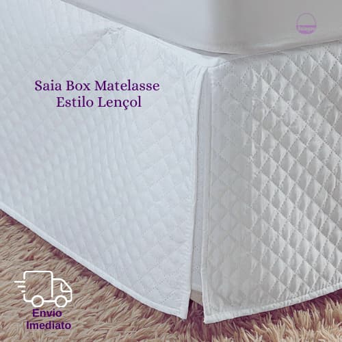 Saia para Cama Box Casal Bordada Estilo Lençol com Pregas Matelada Elegante Solteiro|Queen|King