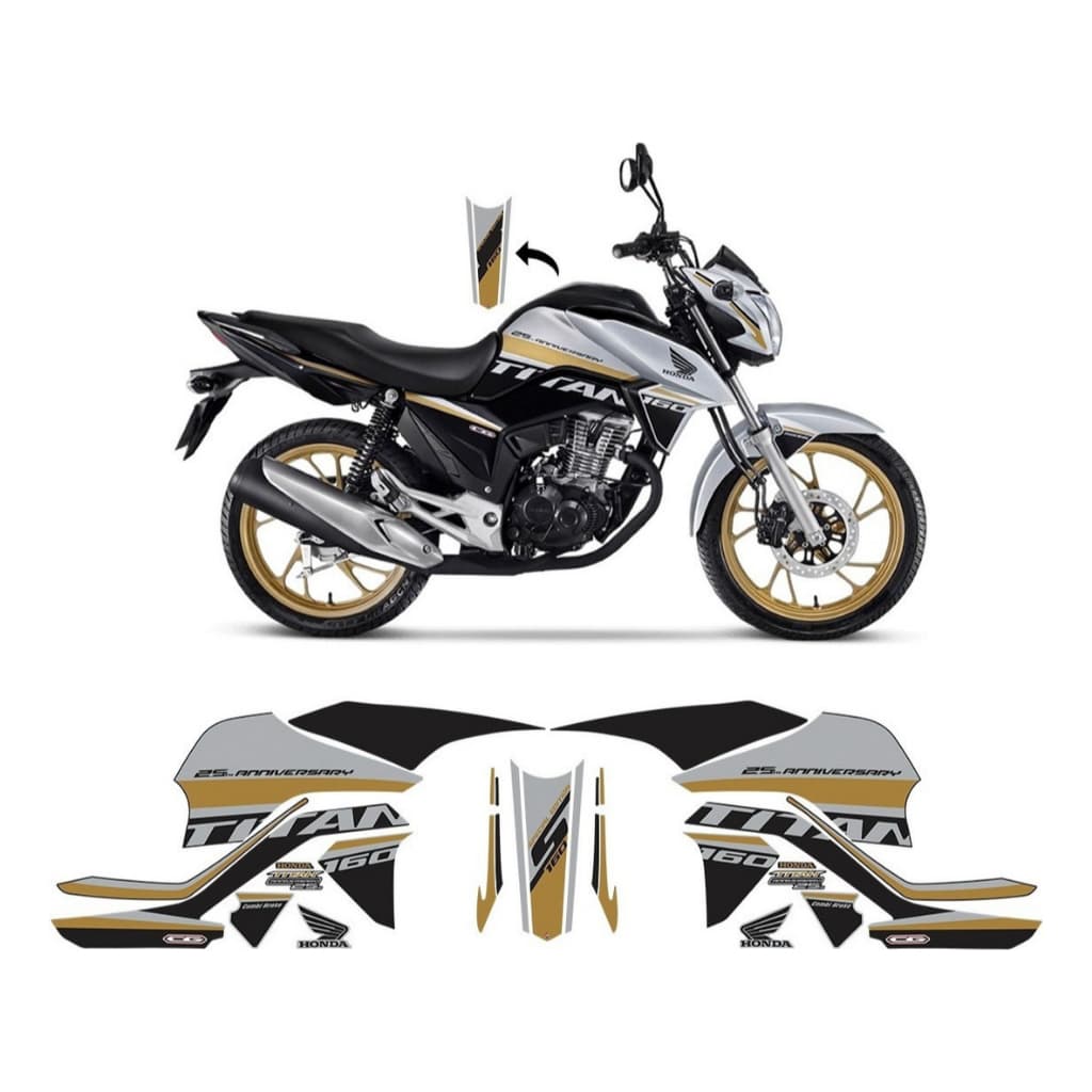 Adesivo Honda Cg160 Titan 2019 2020 2021 Kit Carenagem 25th Anniversary