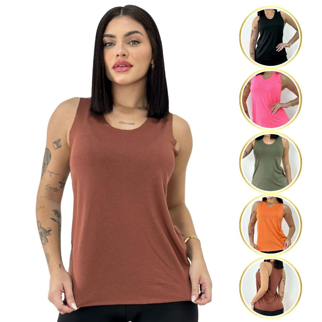 Blusa Academia Feminina Dry Fit Camiseta Regata Básica Fitness Treino