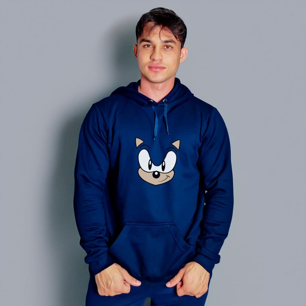 Blusa Blusão Moletom Canguru Sonic Unisex Masculino e Feminino 60% Algodão Compre de Quem Fabrica C/ Qualidade